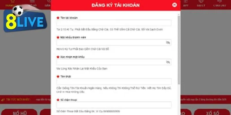 Hướng dẫn đăng ký 8live cực đơn giản